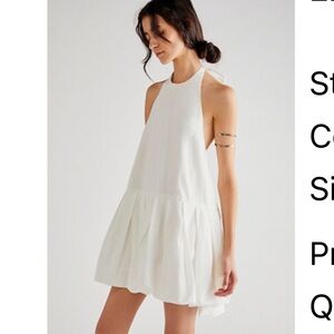 Free People Elvira Bubble Mini Dress Ivory Size XS
